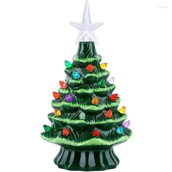 Decoraciones navideñas, adorno de cerámica, árbol de Navidad, escena del Festival de invierno, decoración del hogar DIY, regalo para amigos y familiares