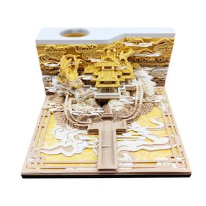 Décorations de Noël Dragon chinois Calendrier 3D Le modèle de bâtiment de montagne Laojun Bloc-notes Bonne chance Mémo Mode Bureau Maison 231121