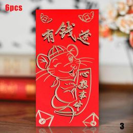 Kerstdecoraties Chinese rode enveloppen 2023 Muisjaar Lucky Money Packets 6pcs Packet JS23