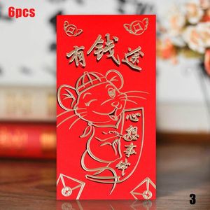 Decoraciones navideñas Sobres rojos chinos 2023 Año del ratón Paquetes de dinero de la suerte Paquete de 6 piezas JS23