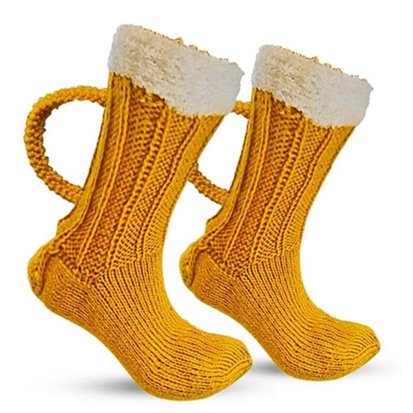 Décorations de Noël Noël 3D Chope de bière Chaussettes Cadeau Bas avec poignée de tasse Bleu Chaussette de sol Jaune Mignon Unisexe Nouveauté Hiver Chaud Hommes Femmes 220927