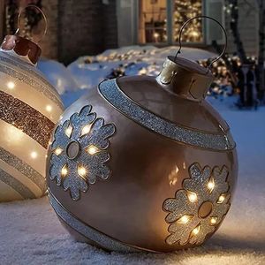 Décorations de Noël Boule décorée gonflable extérieure de Noël de 60 CM en PVC géant sans lumière grandes boules décorations d'arbre balle de jouet en plein air 231013