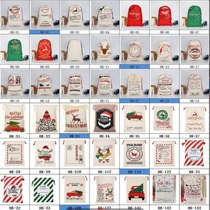 Adornos navideños Bolsas de Navidad Lona grande Monogrammable Papá Noel con cordón Bolsa con renos Monogramable Regalos de Navidad RRB15558