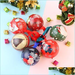 Kerstdecoraties kerstbal snoepdoos blikje rond Xmas hangende decoratie kleine cadeau opslag drop levering home tuin f dhoji