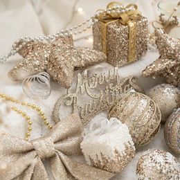 Kerstversiering Kerstbal Geschilderde bal Gouden zilveren champagne Glitter Sterren Kerstboom Hangende raamdecoratie Kleine geschenken Speelgoed 231027