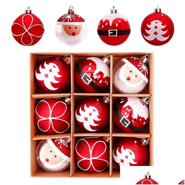 Décorations de Noël Boules de Noël 6 cm Ornements de boule d'arbre de Noël peints avec cordes suspendues pour livraison directe Maison Jardin Festif Pa Dhgex