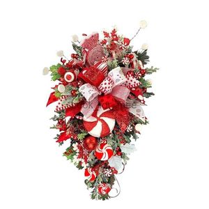 Kerstdecoraties Kerst Snoepriet Krans Voor Voordeur Kerst Trap Decoraties Kerst Krans Voor Binnen Decor 12X24 Inch HKD230921