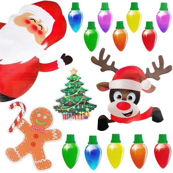 Decoraciones navideñas Decrigeradores de automóviles de Navidad Bombilla reflectante Luz de los santa de los santa accesorios magnet de árboles Juego de Navidad Lindo decoración 220914