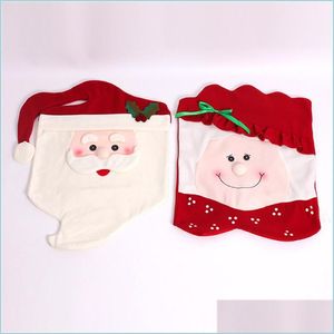 Decoraciones navideñas Silla de Navidad Respaldo Ers Mr Mrs Santa Claus Slip Merry Wedding Sillas Cap Drop Delivery Home Garden Festive Pa Dhpvj