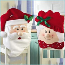 Kerstdecoraties kerststoel Ers Santa Claus Back ER Dinertafel Decoratie Nieuwjaar feestartikelen Kerstmis ornament Drop Deli Dh3d7