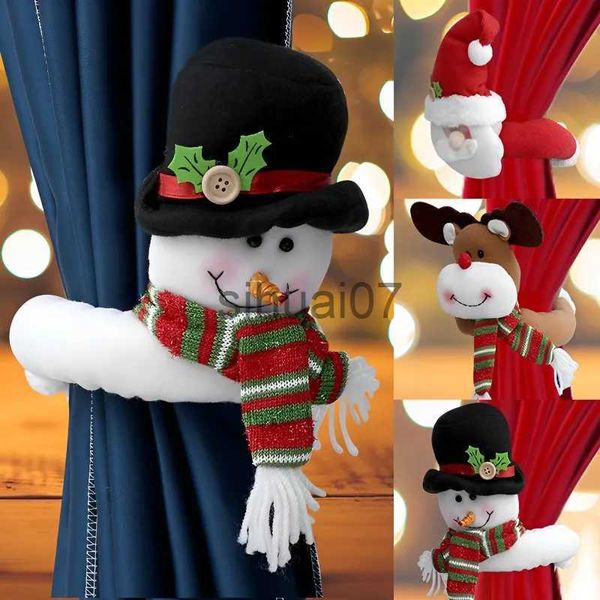 Décorations de Noël Embrasses à boucle de rideau de Noël Père Noël bonhomme de neige Embrasses de rideau Attache à crochet Pince à boucle pour décorations d'ornements de Noël x1020