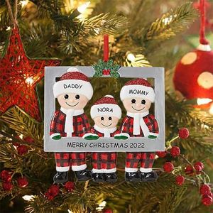Kerstdecoraties Kerstdecor voor Home Diy Personaliseerde Familie Santa Claus Chirstmas Tree Hangende ornamenten Paarjaar Gift Navidad 220926