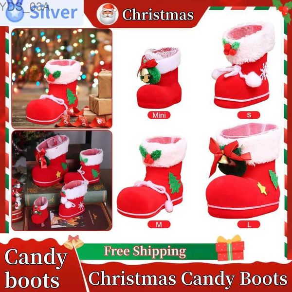 Decoraciones navideñas Decoración navideña Hogar 2023 Botas de caramelo Bolsa Fiesta Navidad Papá Noel Medias Calcetines Árbol de Navidad Adornos colgantes Colgante YQ231115