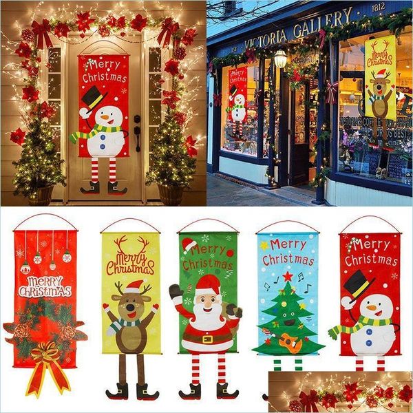 Décorations De Noël Décoration De Noël Vieil Homme Bonhomme De Neige Affiche Photo Drapeau Suspendu Scène Boutique Centre Commercial Drop Delivery 2021 Accueil Garde Dhmwb