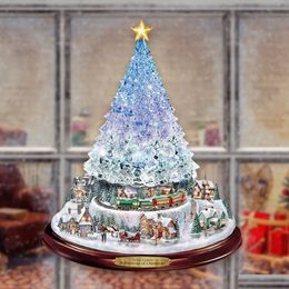 Decoraciones navideñas Decoraciones navideñas Árbol giratorio Scpture Tren Pegar Pegatinas de ventana 20 x 30 cm 231009 Entrega de gotas Inicio Gard Dhonc