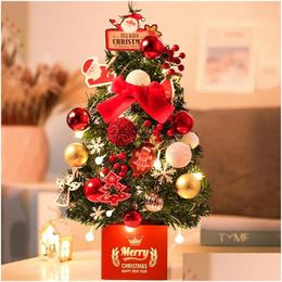 Decoraciones navideñas Decoraciones navideñas 30/45/60 cm Mini árbol Artificial Planta falsa Escritorio DIY Paquete de brillo Año en casa 2023 Fiesta D Dhpfv