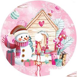 Decoraciones navideñas Decoraciones navideñas Falda de árbol Faldas navideñas Granja Alfombra feliz para rosa Lindo muñeco de nieve Entrega directa Dhgarden Dhzmo