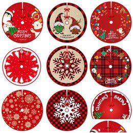 Kerstdecoraties Kerstdecoraties 90 cm Boomrok Rode voet ER Santa Claus Snowflake Tapijt Basis Mat Drop levering Dhgarden Dhusc