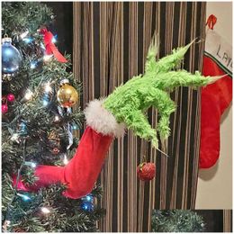 Décorations de Noël Décorations de Noël Année Furry Green Bras Ornement Titulaire pour l'arbre Accueil Party Vente 211012 Drop Delivery Hom Dhmso