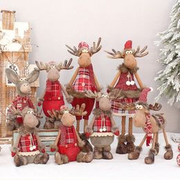 Décorations de Noël Décorations de Noël Tissu rouge rétractable debout 35 cm position assise David's Deer Doll Décoration 231017