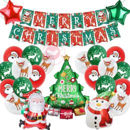 Decoraciones navideñas Decoraciones navideñas Traje Carta Bandera Tirando Muñeco de nieve Globos de Papá Noel Árbol de Navidad Globo de papel de aluminio Decoración del festival 231027