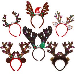 Décorations de Noël Décorations de Noël L LED Bandband Rendeer Antlers Light Up Headswear Costume Accessoires pour la fête de Noël Drop 1202