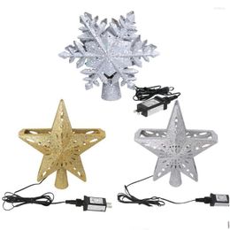 Kerstdecoraties Kerstdecoraties Ourwarm 3D Glitter Star LED Tree Topper met ingebouwde roterende witte sneeuwvlokprojector DH8K5