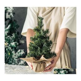 Décorations de Noël Décorations de Noël 30cm Mini Arbre Toile de jute Simation Fenêtre de bureau Affichage Cadeaux de vacances et livraison à la maison Dhmqd