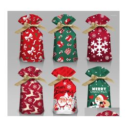 Décorations de Noël Décorations de Noël Décoration de Noël Ruban Dstring Poche Sac de bonbons Flocon de neige Emballage de nougat croustillant Mer Dhd0T