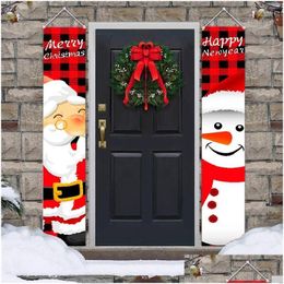 Kerstdecoraties Kerstdecoraties 1 Paar Door Banners feestenmosfeer Santa Claus Decoratie Coupletten 30x180cm Oxford Clo DH693