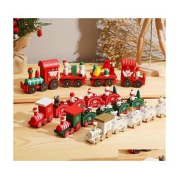 Decoraciones navideñas Decoraciones navideñas Feliz tren de madera Adorno Decoración para el hogar Regalo de Papá Noel Natal Navidad Noel 2022 Dhq9V