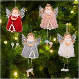 Décorations De Noël Décorations De Noël Décoration Sier Ailes Arbre Ange Fille Scène Pendentif Accessoires Drop Delivery Accueil Garde Dhib1