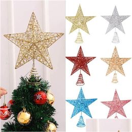 Décorations de Noël décorations de Noël Année 2022 Natal Noel Tree Star Topper Hollow Out Xmas Home Party Hanging Treetop Ornamen DH25A