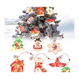 Décorations de Noël Décorations de Noël Pendentif d'arbre avec lumières LED Lampe étoile de flocon de neige Décor de Noël Cadeau parfait pour la fête Suppl Dhwst