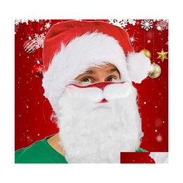 Kerstdecoraties Kerstdecoraties ADT Grappige cosplay Santa Claus Masker Face Fabric Beard Xmas Plush Gift Shield Props Party Dhinw