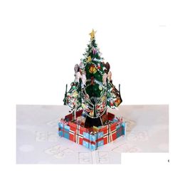 Kerstdecoraties Kerstdecoraties Merry Vintage 3D Laser Cut -up Paper Handmade aangepaste wenskaarten Geschenken Souvenirs Postc Dhaez