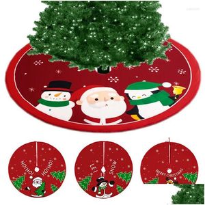 Decoraciones navideñas Decoraciones navideñas 60 cm Falda de árbol Rojo Papá Noel Muñeco de nieve Elk Pie de Navidad Alfombra Base Adornos Adornos Drop de DHVHE