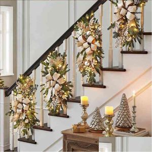 Décorations de Noël Décorations de Noël 1Pc sans fil pré-éclairé escalier G garniture allume la décoration d'escalier LED guirlande guirlande maison Gar Dheub
