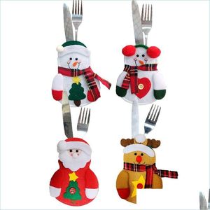 Décorations De Noël Décorations De Noël Sierware Titulaire Père Noël Bonhomme De Neige Elk Fourchette Couteau Poches Dîner Table Décor Couverts Ensemble Dh8Gl