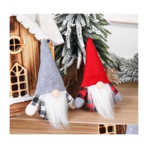 Kerstdecoraties Kerstdecoraties Navidad Hangschade Doll plush Santa Gnome Figurine voor huisdecor Happy Year Faceless Dhm8q