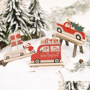 Kerstdecoraties Kerstdecoraties 1 pc houten autoshang geschilderde kerstboom ornamenten festival feest gunsten kinderen speelgoedjaar dhb0q