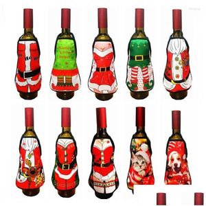 Kerstversiering Kerstversiering Mini Schort Wijnfles Er Kerstmis Kerstman Elanden Print Vrolijk Decor Voor Thuis Tafel Happy Ye Dhaxi