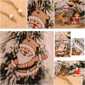 Kerstdecoraties Kerstdecoraties 12 -stcs Decoratie Boom Wood Ornament Truck Cutouts Xmas Hangende hanger Santa Claus Snowm DH1EG