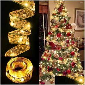 Décorations de Noël Décorations de Noël Coutrages de fées Coucles à LED Bows Cristmas Tree Ornaments décor pour la maison 2022 NAVIDAD DHPDN