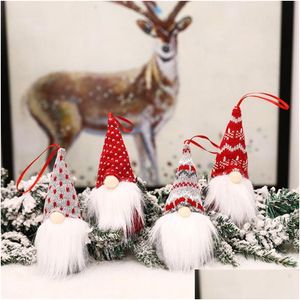 Kerstdecoraties Kerstdecoraties Hanging Mini Gezichtsloze oude man Doll Tree Plush Gnome hanger Decorat voor thuisfeest Ornam DHVKC