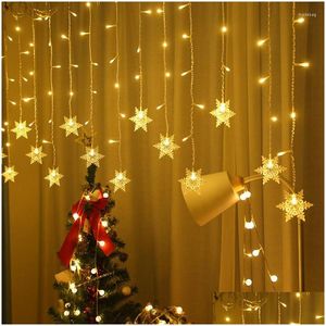 Kerstdecoraties Kerstdecoraties Led Merry Snowflakes String Fairy Lights Ornamenten 2022 Tree for Home Navidad Drop Deliv Dh1gd