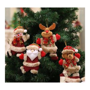 Décorations de Noël Décorations de Noël 2 pièces poupée suspendue pendentif Noel Natal arbre de noël père noël bonhomme de neige élan ornements bricolage Dec Dhals