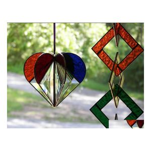 Decoraciones navideñas Decoraciones navideñas 2022 Mtisided Heart Colourf Decoración Suncatcher Rainbow Maker Ventana Colgante Adorno Dhmhy