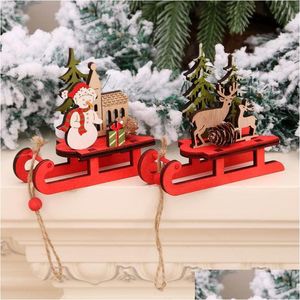 Décorations de Noël Décorations de Noël Année 2022 Pendentifs en bois Décor Arbre de Noël Ornements suspendus pour la maison Cadeaux pour enfants Navidadc DHLS