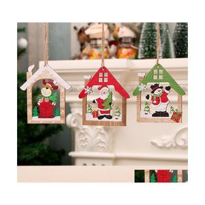 Décorations de Noël décorations de Noël Année Ornement en bois suspension suspendue étoile de Noël cloche pour la maison Navidadchristmas Drop Dhpyn